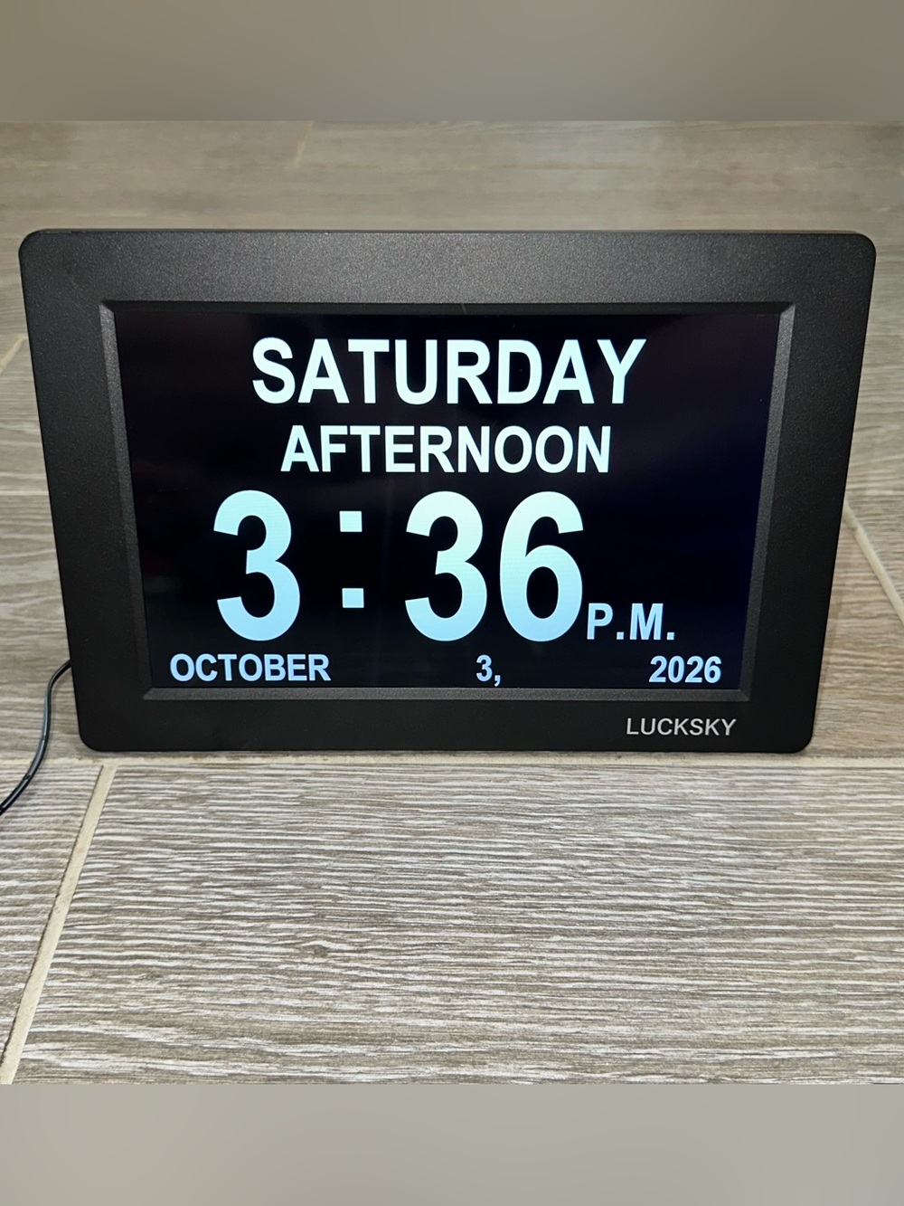 Lucksky Matte Black Digital Calendar Day Clock Electronic Large Print Display